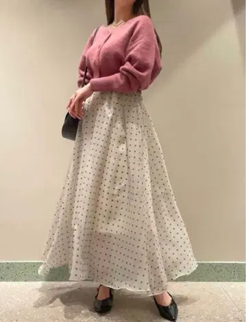 SNIDEL 오간자 볼륨 스커트 도트