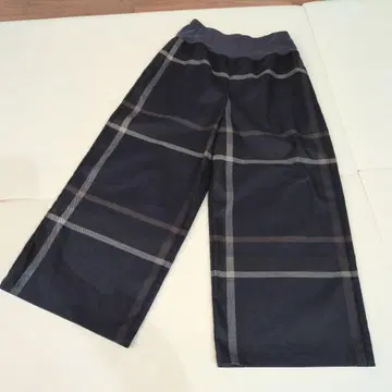 BEARDSLEY 네이비 체크 허리 리브 팬츠