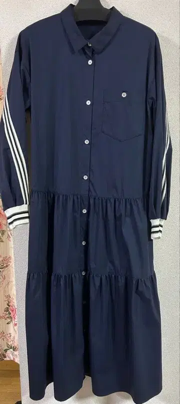쿨 카리안 라인 원피스 네이비 셔츠 원피스 F 사이즈