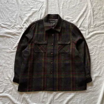 90s 빈티지 다크 그린 체크 플란넬 셔츠 구제 의류