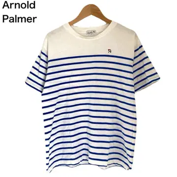 아놀드 파머 보더 자수 로고 여성용 T셔츠 블루 반팔 S