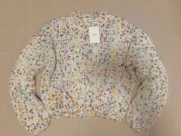 믹스 컬러 샤기 니트 폼폼 니트