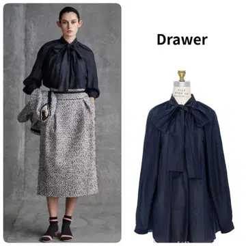 새상품급 드로어 코튼실크 보타이 블라우스