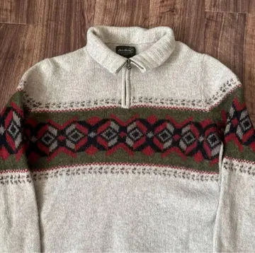 Eddie Bauer 라무 울 니트 스웨터 네이티브 무늬 구제 의류