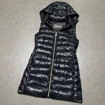 새상품급 HERNO 후드 부착 다운 베스트 롱 기장 40