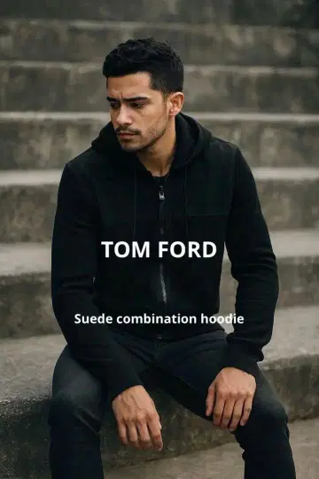 새상품급! TOM FORD (톰포드) 스웨이드 x 메리노울 콤비 후드티