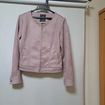 핑크 숏 자켓 프론트 지퍼