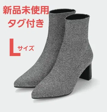 GU 포인티드 니트 부츠 삭스 부츠 실버