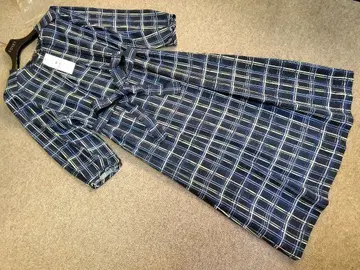 새상품 아마카 핸드 드로잉 체크 턱 원피스 40 다크 네이비 44000엔