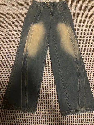 샤베이 밴딩 웨이브 워싱 데님