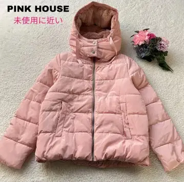 [ 컨디션 최상 ] 핑크하우스 현행 패딩 자켓 블루종 로고 인조 모피
