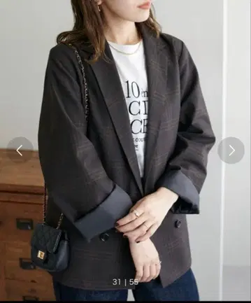 DISCOAT / 체크 W 브레스트 테일러드 자켓