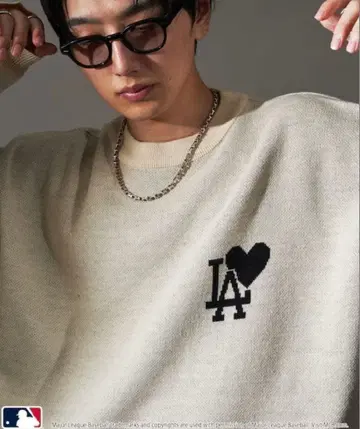 PUBLUX 하트 로고 자카드 니트 MLB 다저스 스웨터 L
