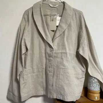 린넨 베이지 숄카라 자켓