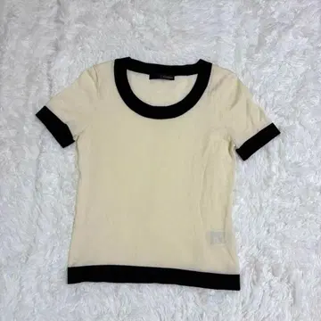 22 OCTOBRE 여성용 반팔 니트 M 베이지 도쿄 스타일 신축성