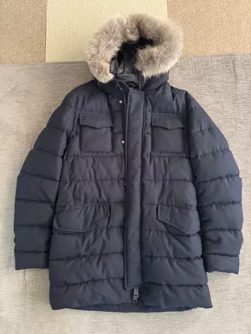 Herno 퍼 트리밍 다운 자켓 네이비