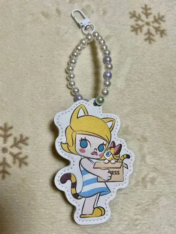 고양이 MORRY 인조 가죽 플레이트 키링