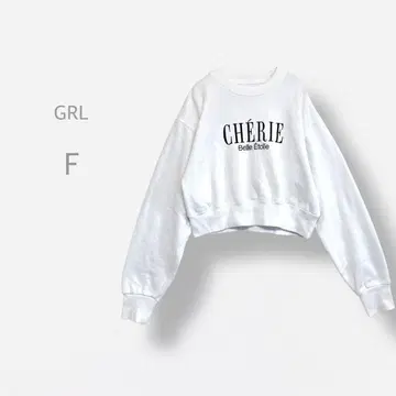 [ GRL ] 숏 기장 맨투맨 빅 프린트 퍼프 소매 속기모