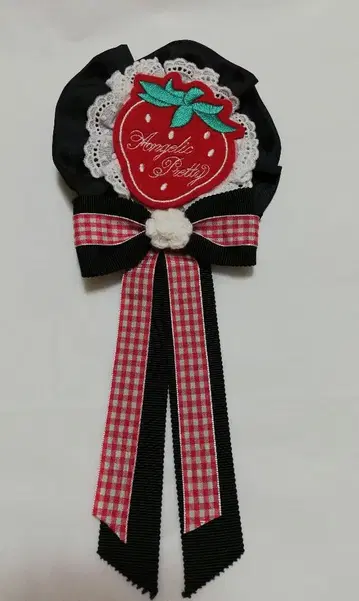 Angelic Pretty 스트로베리 로제트 브로치 블랙