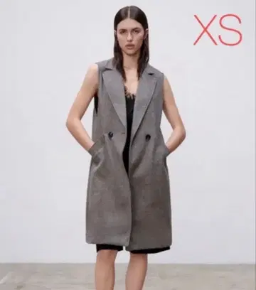 미사용 새상품, 택 포함 ZARA 그레이 롱 베스트 슬리브리스 울 혼방