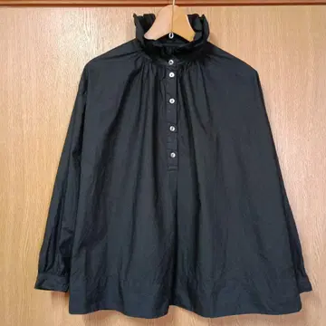 네스트로브 블라우스 블랙 프리 사이즈 옷깃 프릴 코튼 일본제