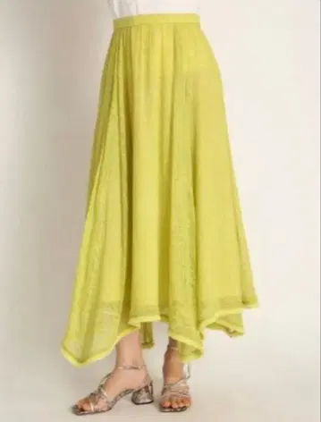 CELFORD 셀포드 시어 자수 스커트 실크 100% 플레어 스커트