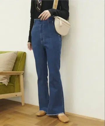 프리즈마트 전후차 컷오프 플레어 데님 팬츠 하이웨스트 여성용