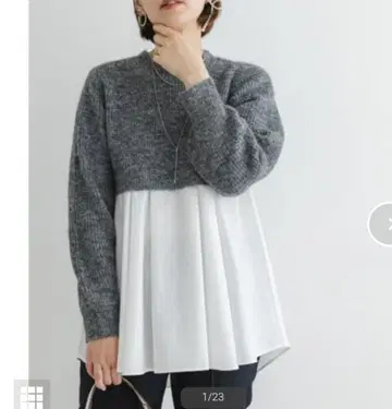 어반 리서치 ROSSO 그레이 레이어드 니트