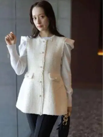 Arpege story 아르페쥬 스토리 펄 버튼 트위드 페플럼 베스트