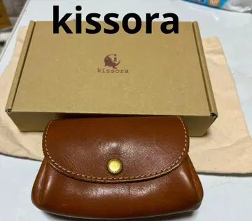 kissora 브라운 빨간색 가죽 코인 케이스