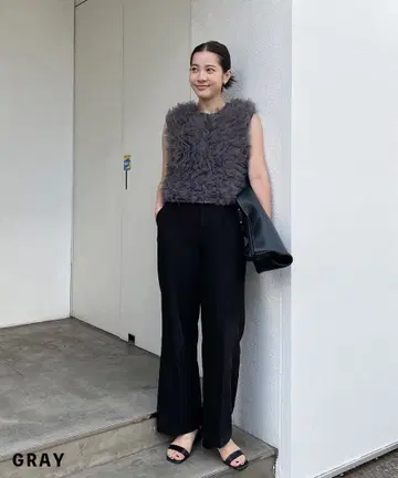 basement 베이스먼트 튤 베스트 그레이