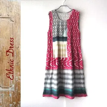 새상품급 에스닉 얇은 소재 코튼 슬리브리스 원피스 M-L