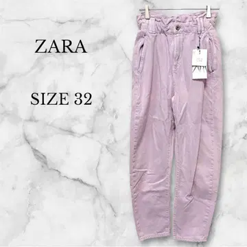 미사용 새상품 자라 페이퍼백 허리 청바지 배기 팬츠 핑크 S