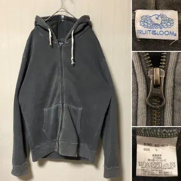 레어 후르츠 오브 더 룸 피그먼트 가공 풀 집업 후드티 그레이 L