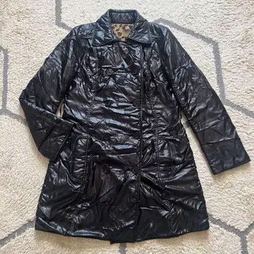 [ 새상품급 ] EPOCA 에포카 리버서블 퀼팅 코트 표범 무늬 A라인