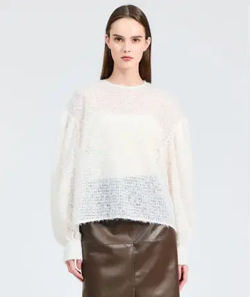 페더 튤 블라우스 화이트