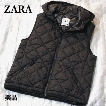 ZARA 블랙 퀼팅 베스트 후드 부착