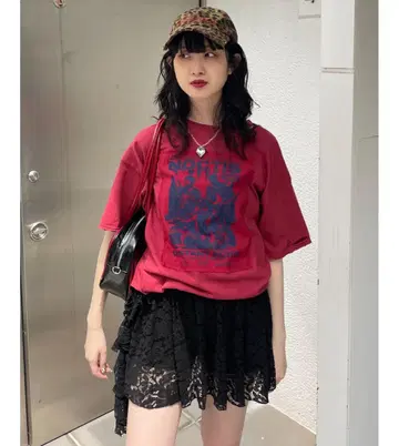 jouetie 그런지 그래픽 T셔츠 레드