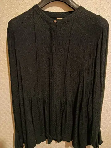 [새상품급] GA-ON 블랙 블라우스 로프 자수 동양인 2회 착용품