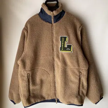 [ LACOSTE ] L 와펜 쉘파 플리스 자켓 ( 브라운 )