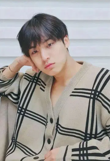 SEVENTEEN 민규 착용 베이지 체크 무늬 가디건 한국