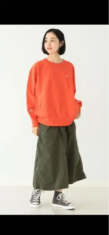 BEAMS BOY x Champion 리버스 위브 맨투맨 오렌지