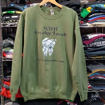 USA 구제 의류 아메카지 워크 치아 프린트 맨투맨