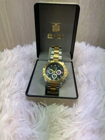 ELGIN 쿼츠 손목시계 네이비 다이얼