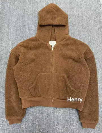 ERL 브라운 플리스 자켓 후드 부착 M