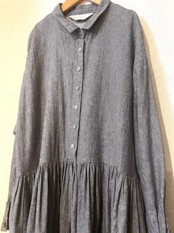 natural by clip 절개 개더 셔츠 원피스 그레이