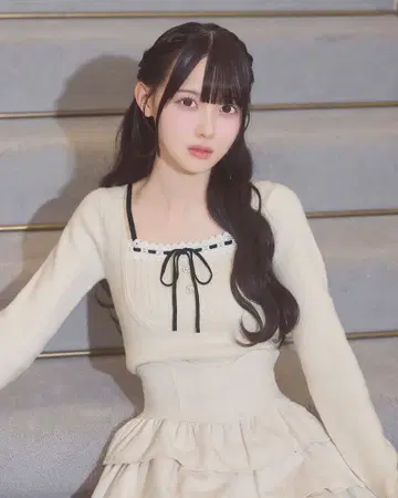 미셸 마카롱 리본 리브 니트탑