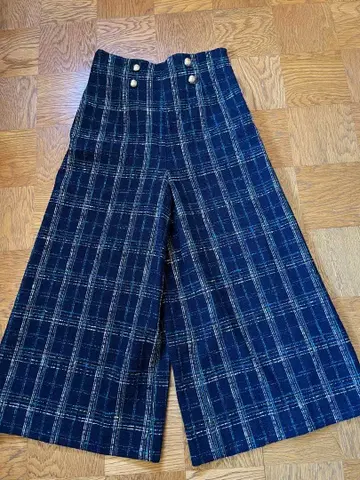 Margaret 네이비 계열 체크 가우초 팬츠 48