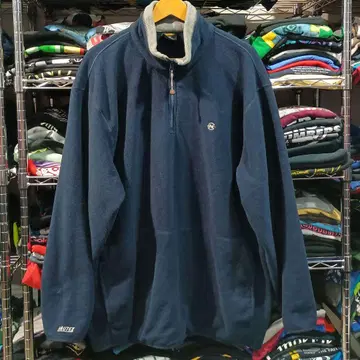 USA 구제 의류 노티카 로고 자수 플리스 자켓 네이비