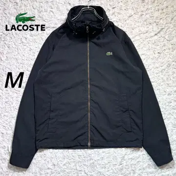 [ LACOSTE ] 탄력 하리링턴 자켓 스탠드 카라 후드 내장 블랙 M